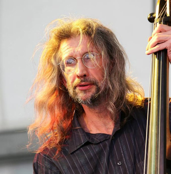 Peter Morgan, double bass player at the Brecon Jazz Festival